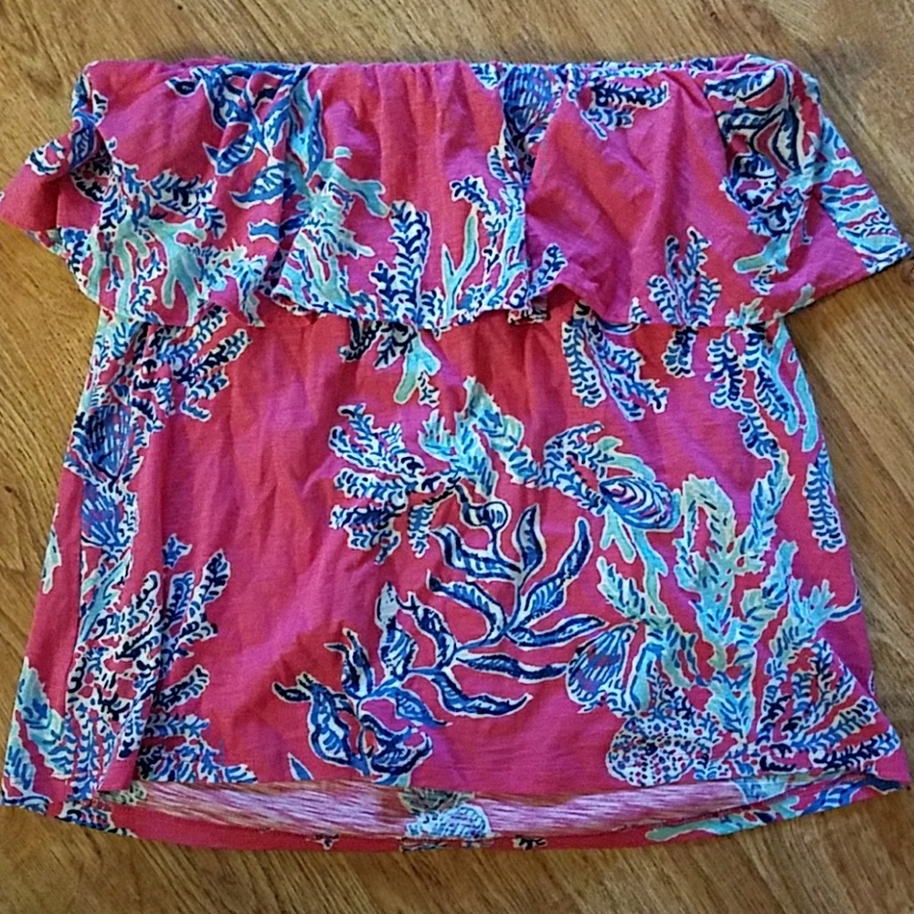 Lilly Pulizer Ruffle Strapless Top